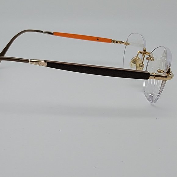 Gold & Wood Ta0v24 Mercure Rimless Eyeglasses Frame Luxembourg 49-17-130 - Picture 5 of 13